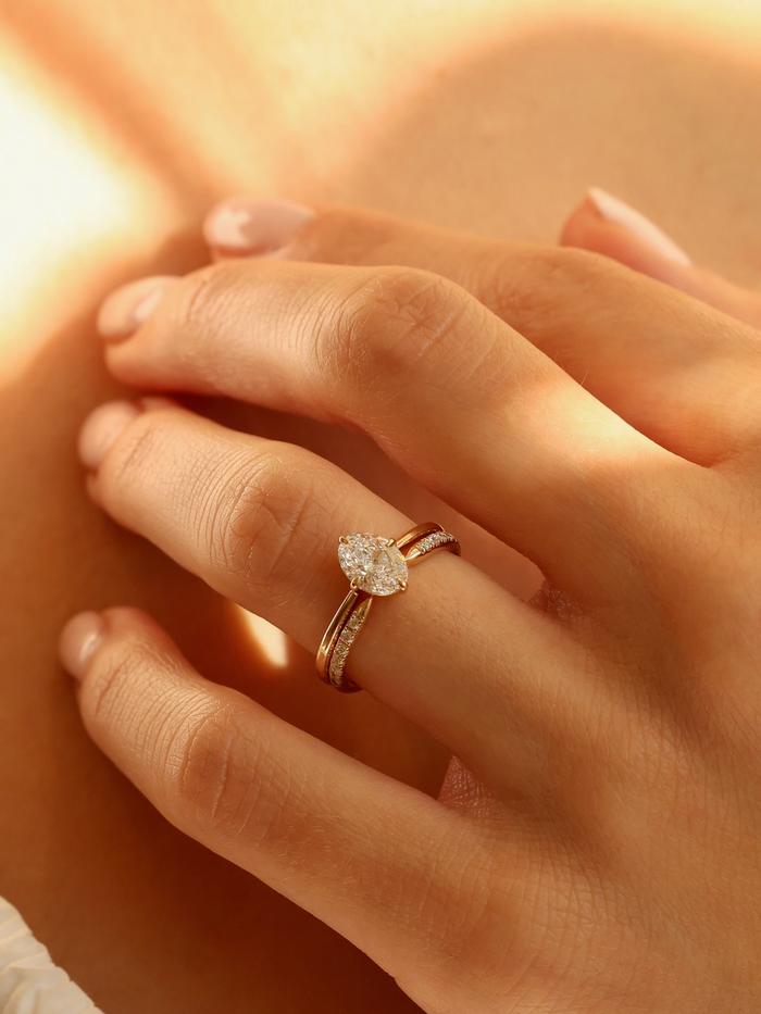 Marquise Cut Cluster Styled Lab Grown Diamond Engagement Ring