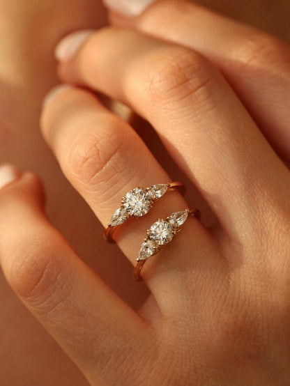 Marquise Cut Cluster Styled Lab Grown Diamond Engagement Ring