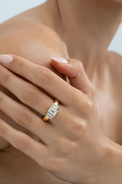 2 CT Round Three Stones Lab Grown Diamond Engagement Ring