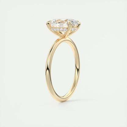 1.91 CT Oval Solitaire Hidden Halo Moissanite Engagement Ring 14