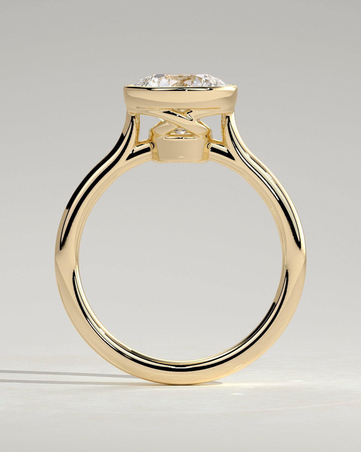 Round Bezel Solitaire & Cathedral Lab Grown Diamond Engagement Ring