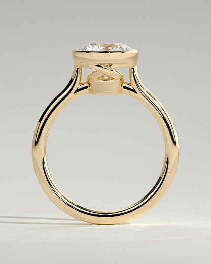 Round Bezel Solitaire & Cathedral Lab Grown Diamond Engagement Ring