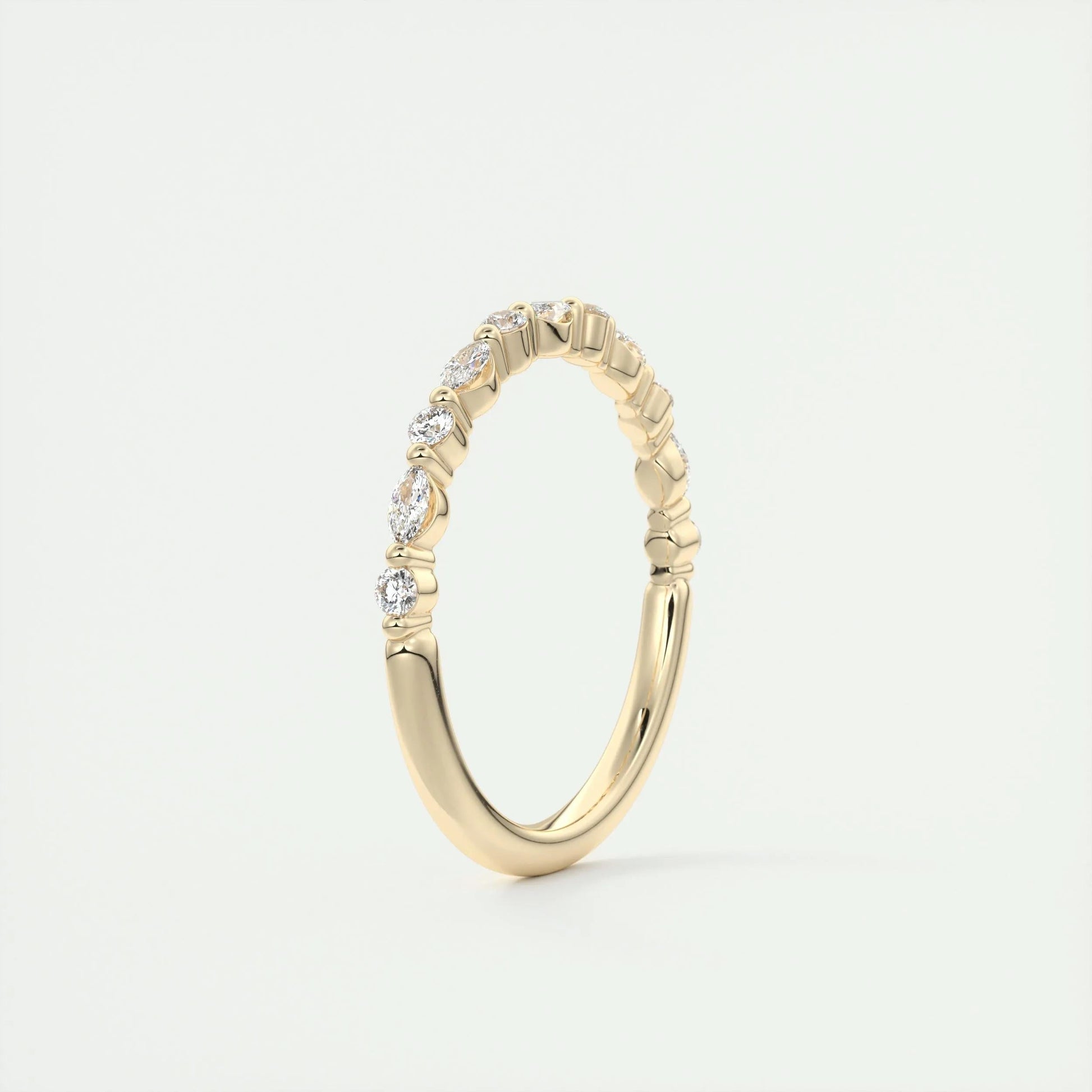 0.32 CT Marquise & Round Multi Stones CVD EF/VVS Diamond Wedding Band 10