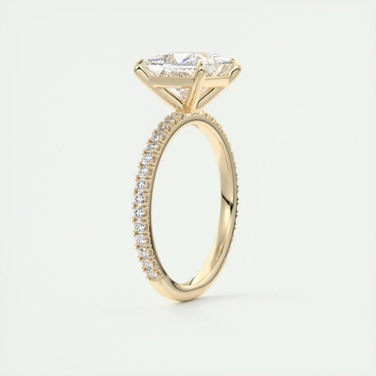 2.08 CT Princess Solitaire Pave Moissanite Engagement Ring 13