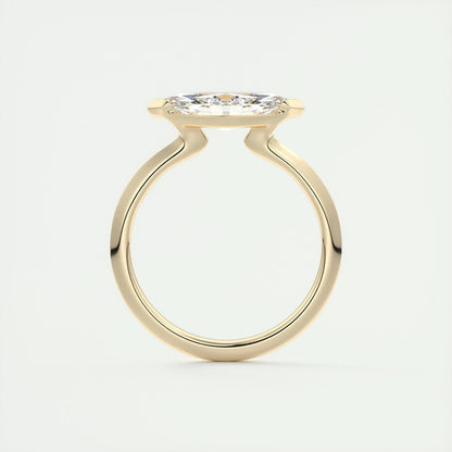 1.98 CT Marquise Half Bezel Solitaire Moissanite Engagement Ring 14