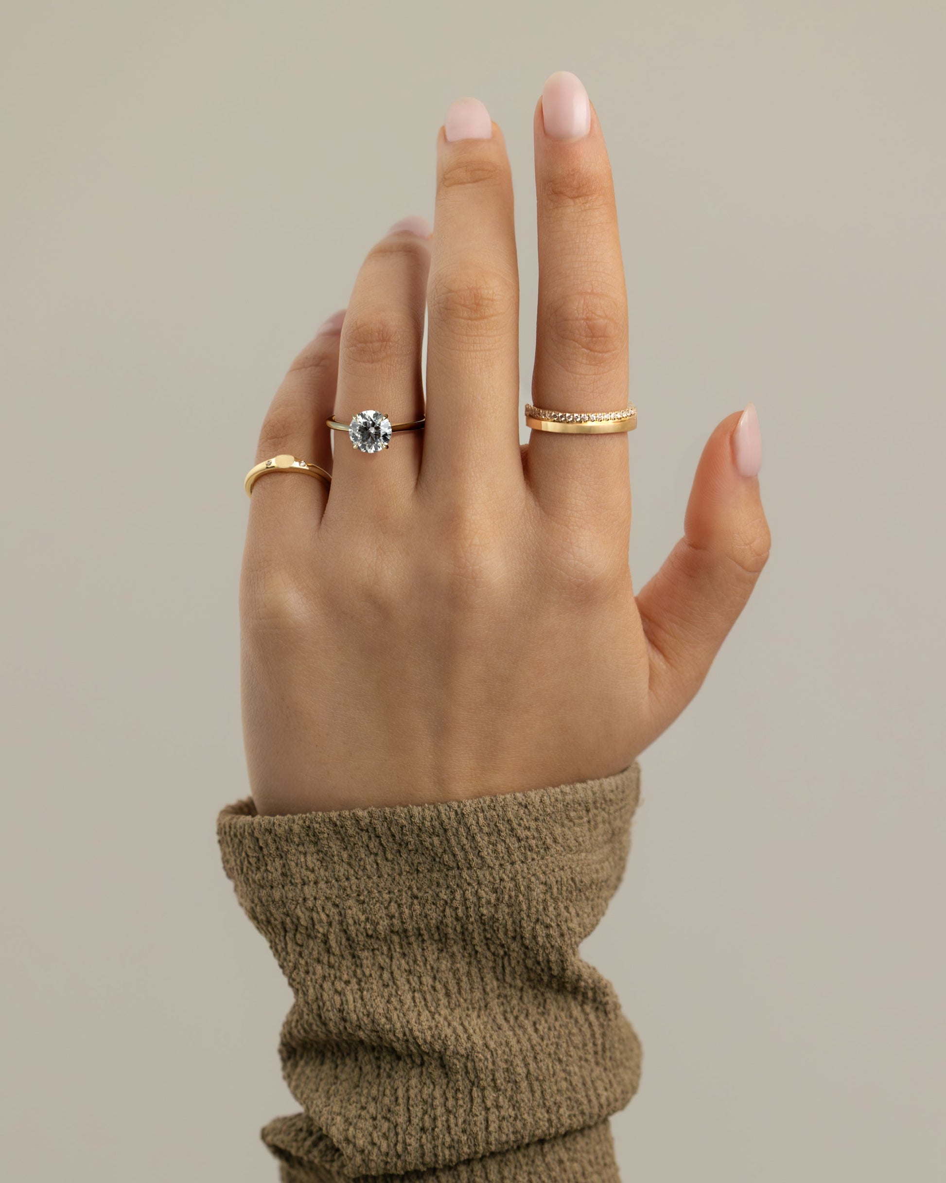 Round Cathedral & Hidden Halo Lab Grown Diamond Engagement Ring