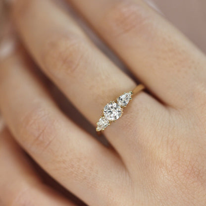 2 CT Round Three Stones Lab Grown Diamond Engagement Ring