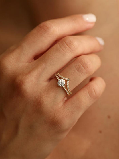 Marquise Cut Cluster Styled Lab Grown Diamond Engagement Ring
