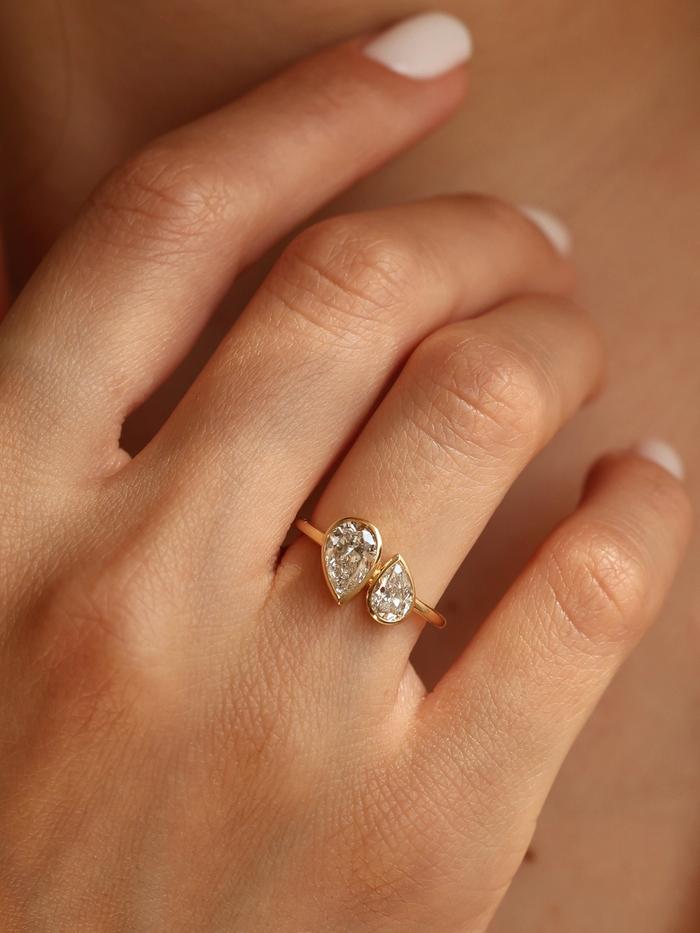 Marquise Cut Cluster Styled Lab Grown Diamond Engagement Ring