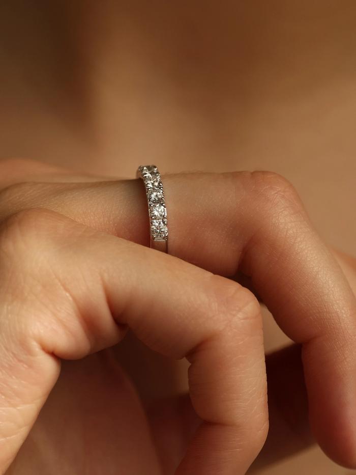 Marquise Cut Cluster Styled Lab Grown Wedding Band