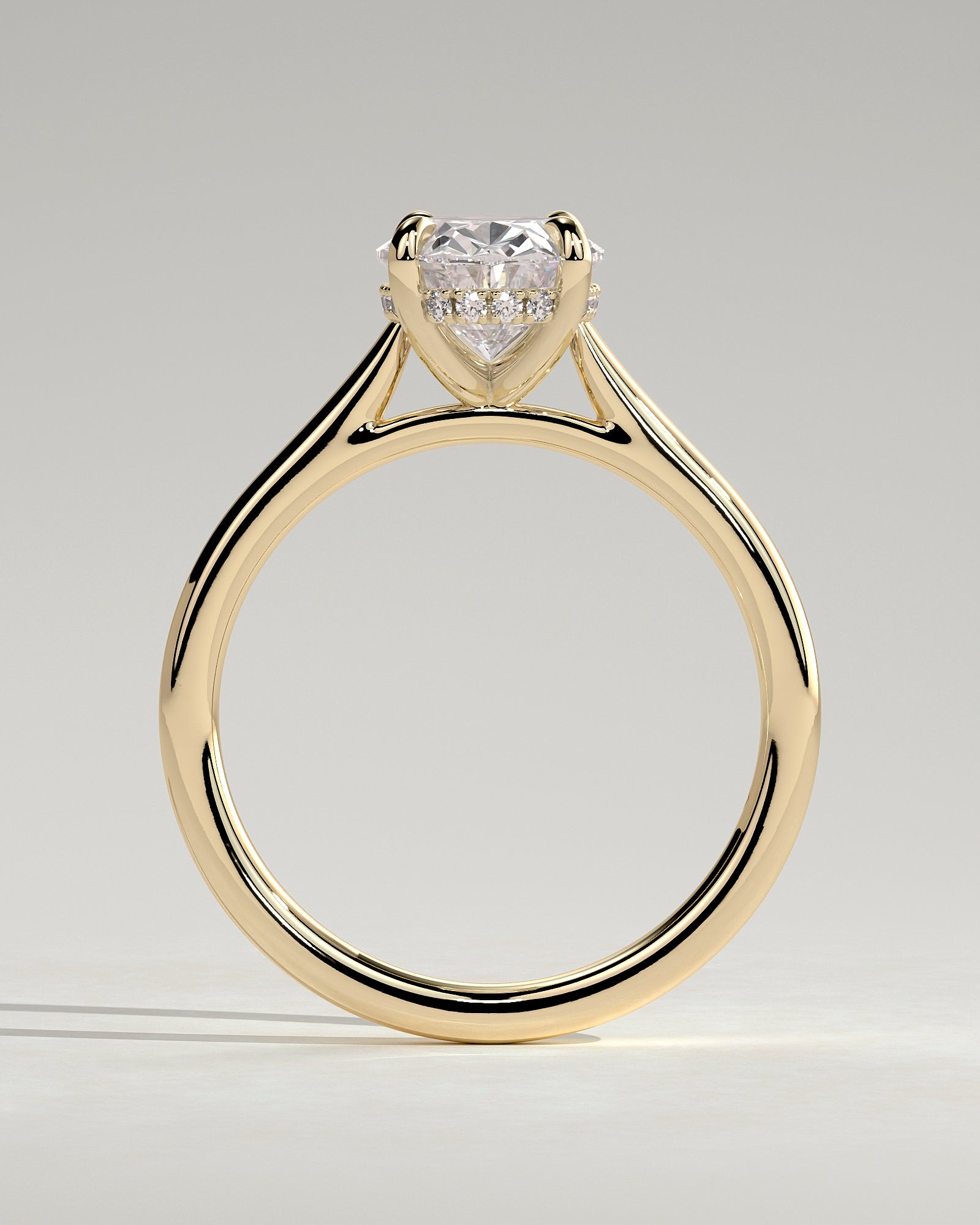 Oval Hidden Halo & Cathedral Lab Grown Diamond Engagement Ring