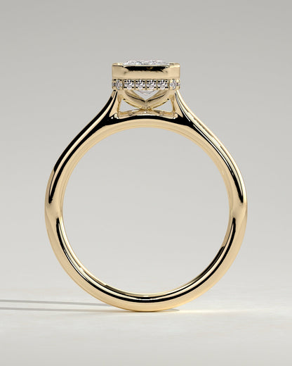 Emerald Bezel & Hidden Halo Lab Grown Diamond Engagement Ring