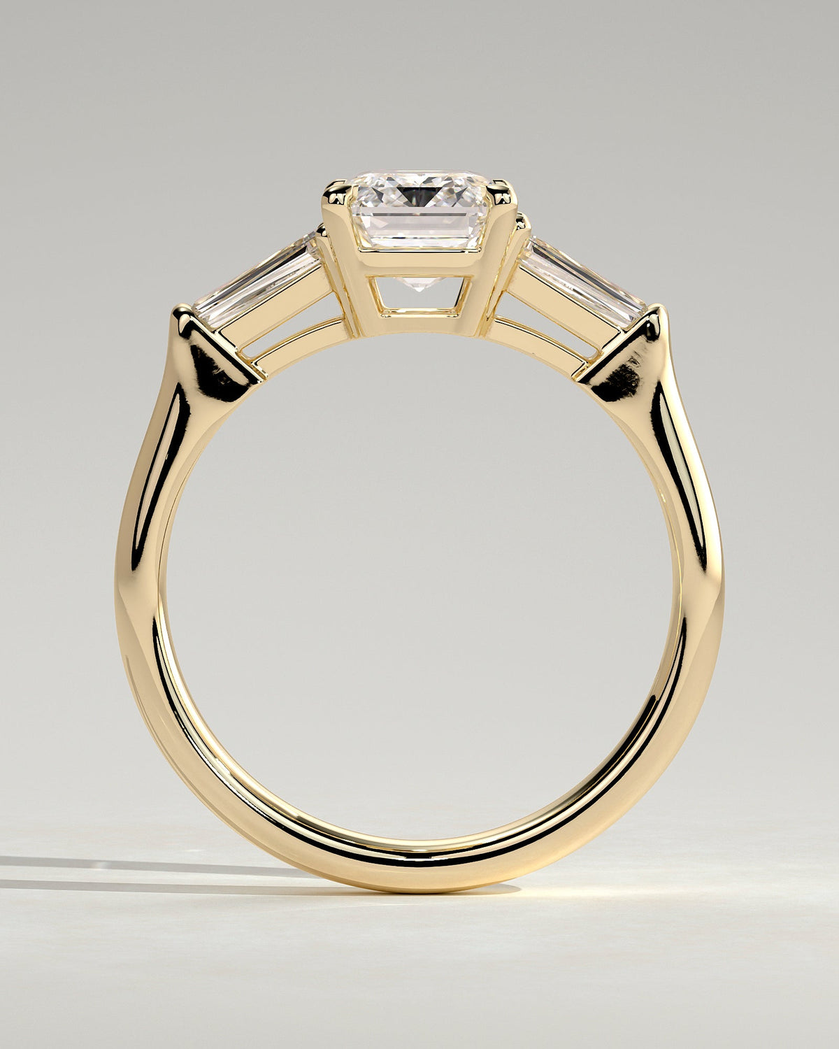 Emerald Three Stones Lab Grown Diamond Engagement Ring
