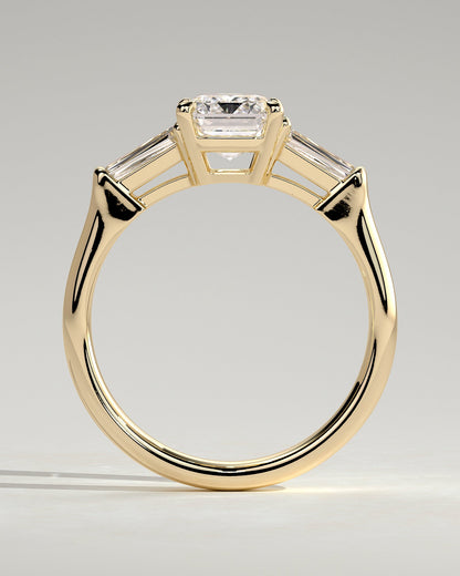 Emerald Three Stones Lab Grown Diamond Engagement Ring
