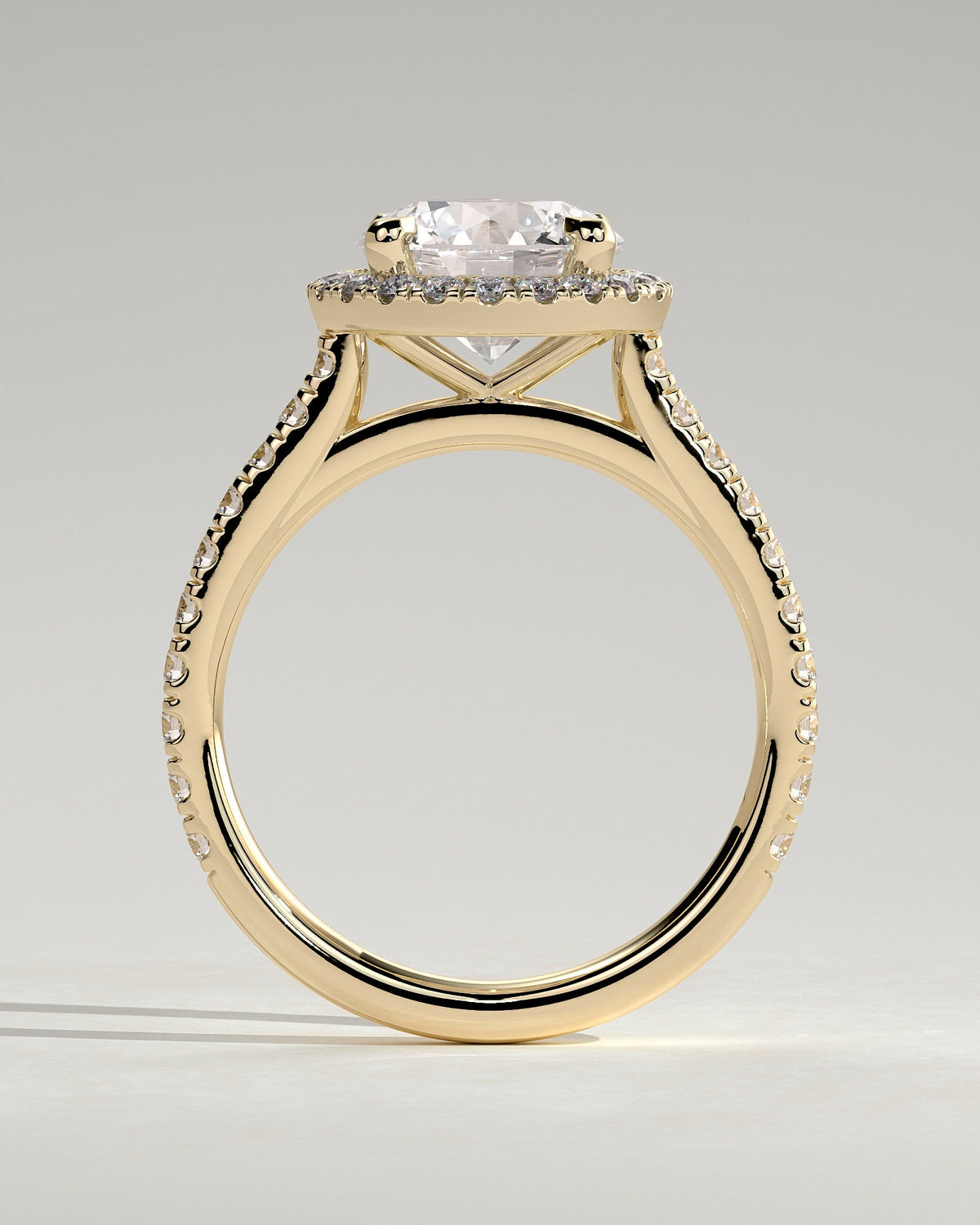 Round Pave & Halo Lab Grown Diamond Engagement Ring