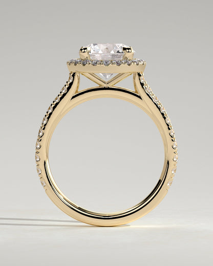 Round Pave & Halo Lab Grown Diamond Engagement Ring