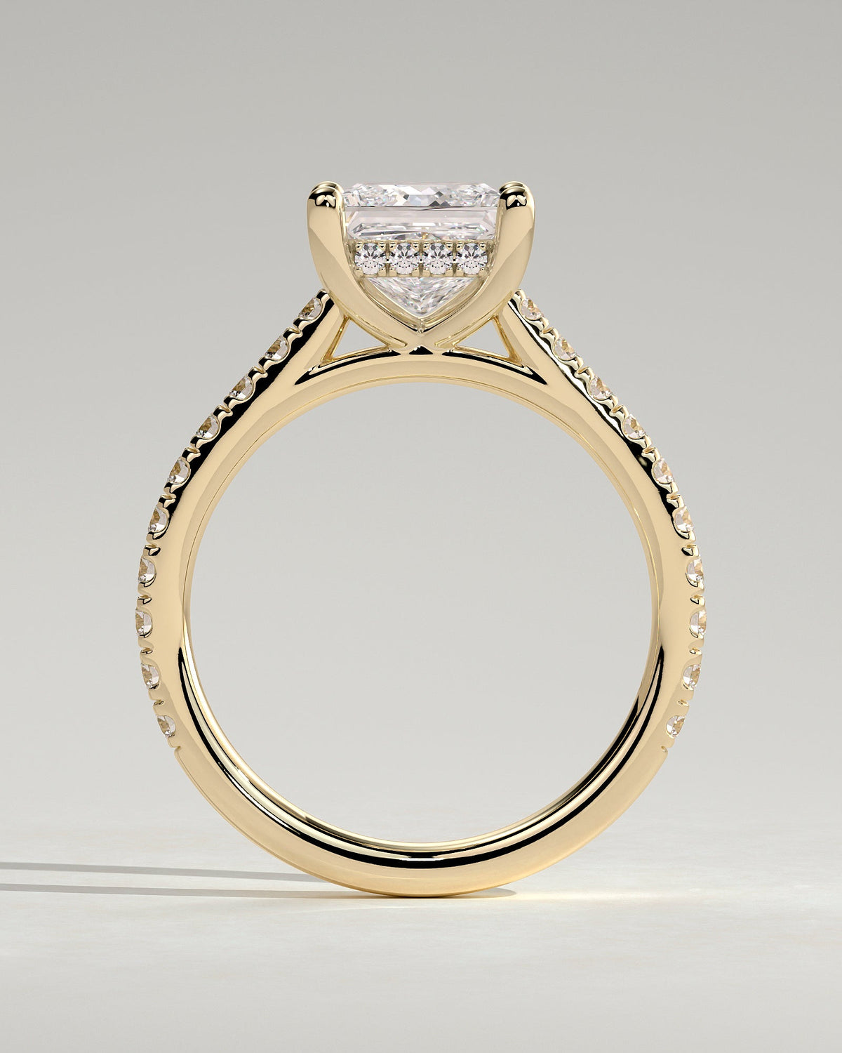 Princess Hidden Halo and Pave Lab Grown Diamond Engagement Ring