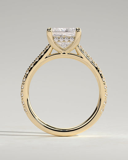 Princess Hidden Halo and Pave Lab Grown Diamond Engagement Ring