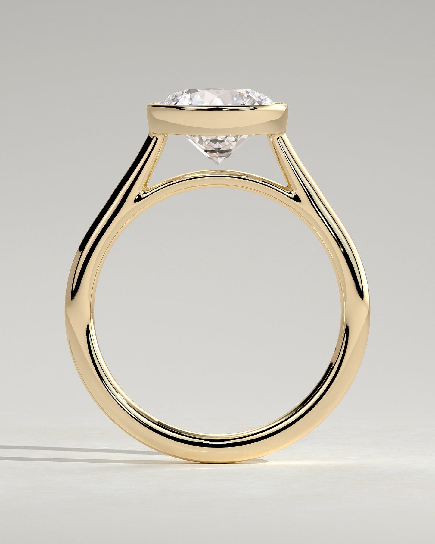 Round Bezel Solitaire Lab Grown Diamond Engagement Ring