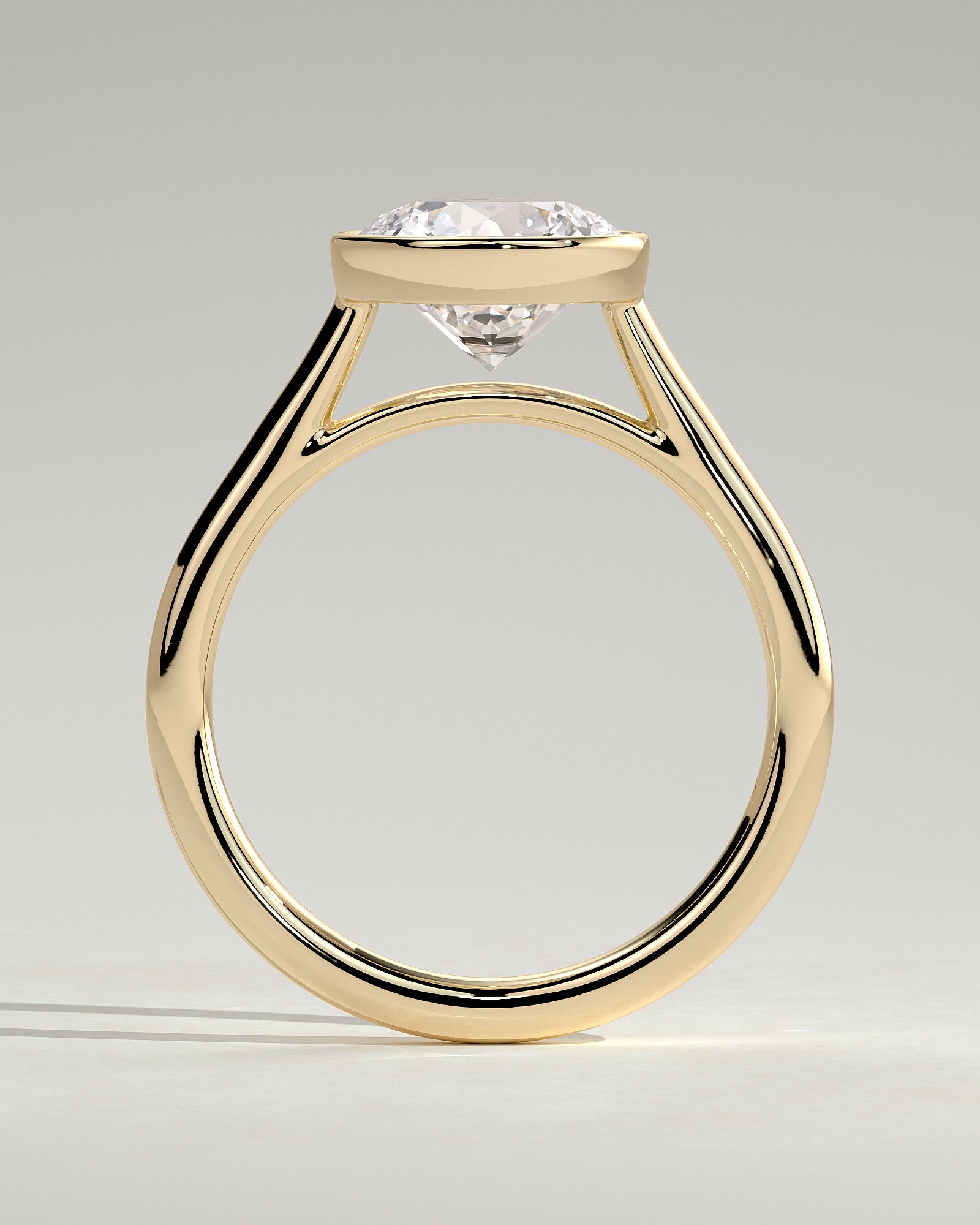 Round Bezel Solitaire Lab Grown Diamond Engagement Ring