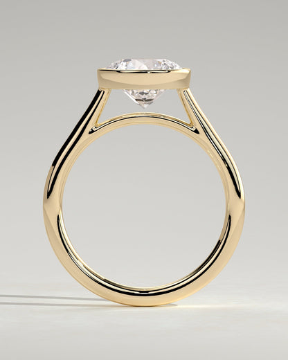Round Bezel Solitaire Lab Grown Diamond Engagement Ring