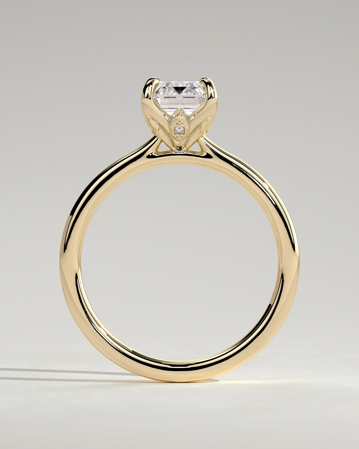 Emerald Solitaire Lab Grown Diamond Engagement Ring