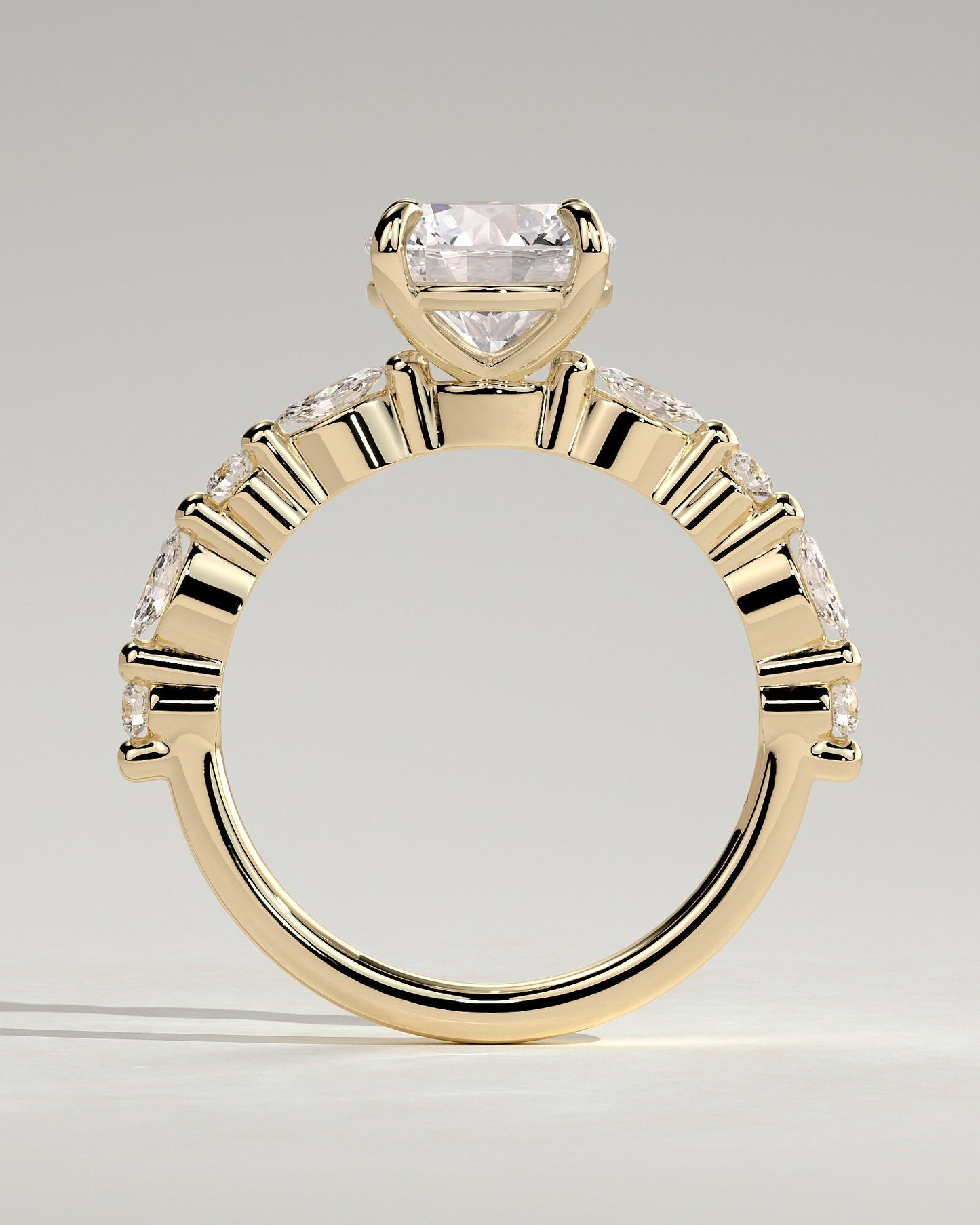 Round Pave Lab Grown Diamond Engagement Ring