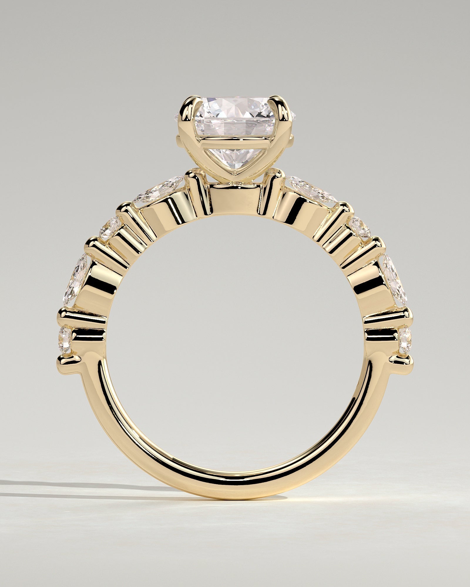 Round Pave Lab Grown Diamond Engagement Ring