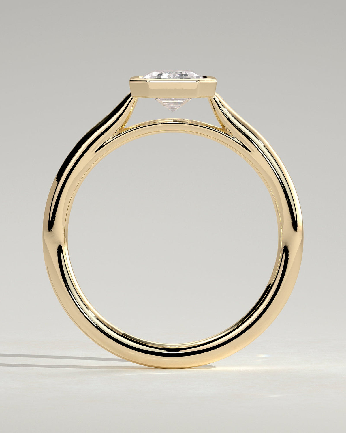 Emerald Bezel Solitaire  Lab Grown Diamond Engagement Ring