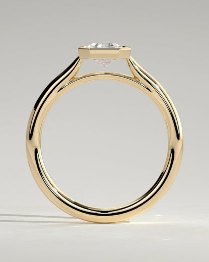 Emerald Bezel Solitaire  Lab Grown Diamond Engagement Ring