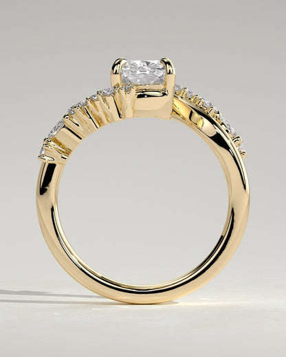 Elongated Cushion Swirl Cluster Lab Grown Diamond Engagement Ring