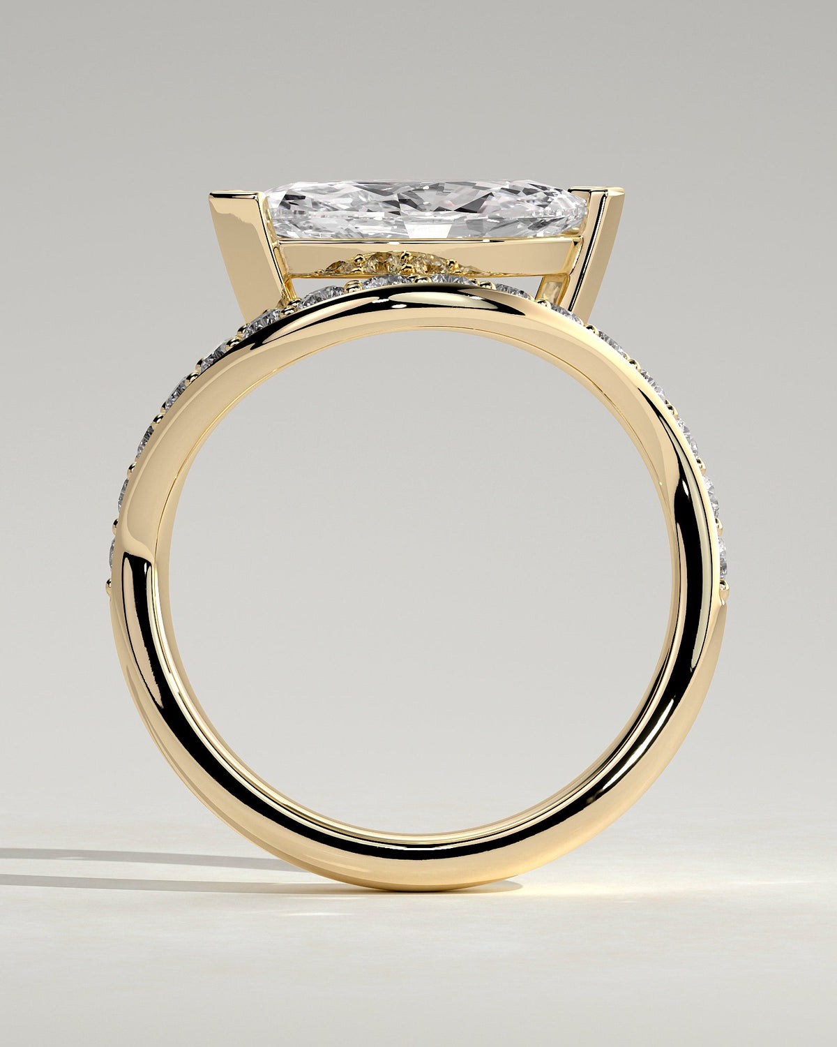 Marquise Bold Swirl Pave Lab Grown Diamond Engagement Ring
