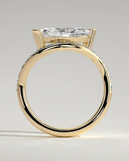 Marquise Bold Swirl Pave Lab Grown Diamond Engagement Ring