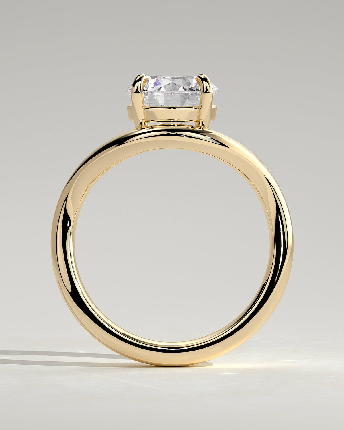 Round Waved Swirl Solitaire Lab Grown Diamond Engagement Ring