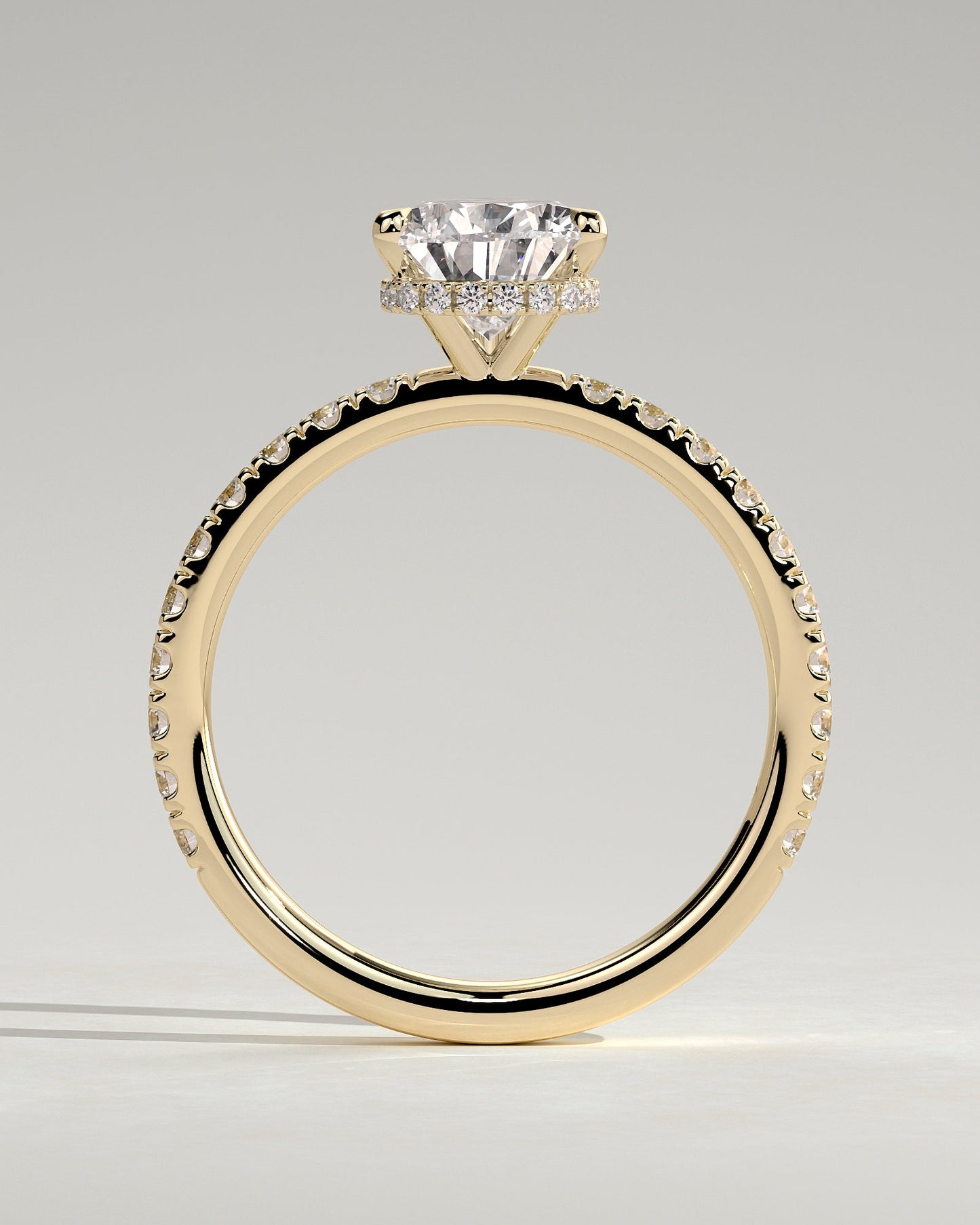Pear Hidden Halo and Pave Lab Grown Diamond Engagement Ring