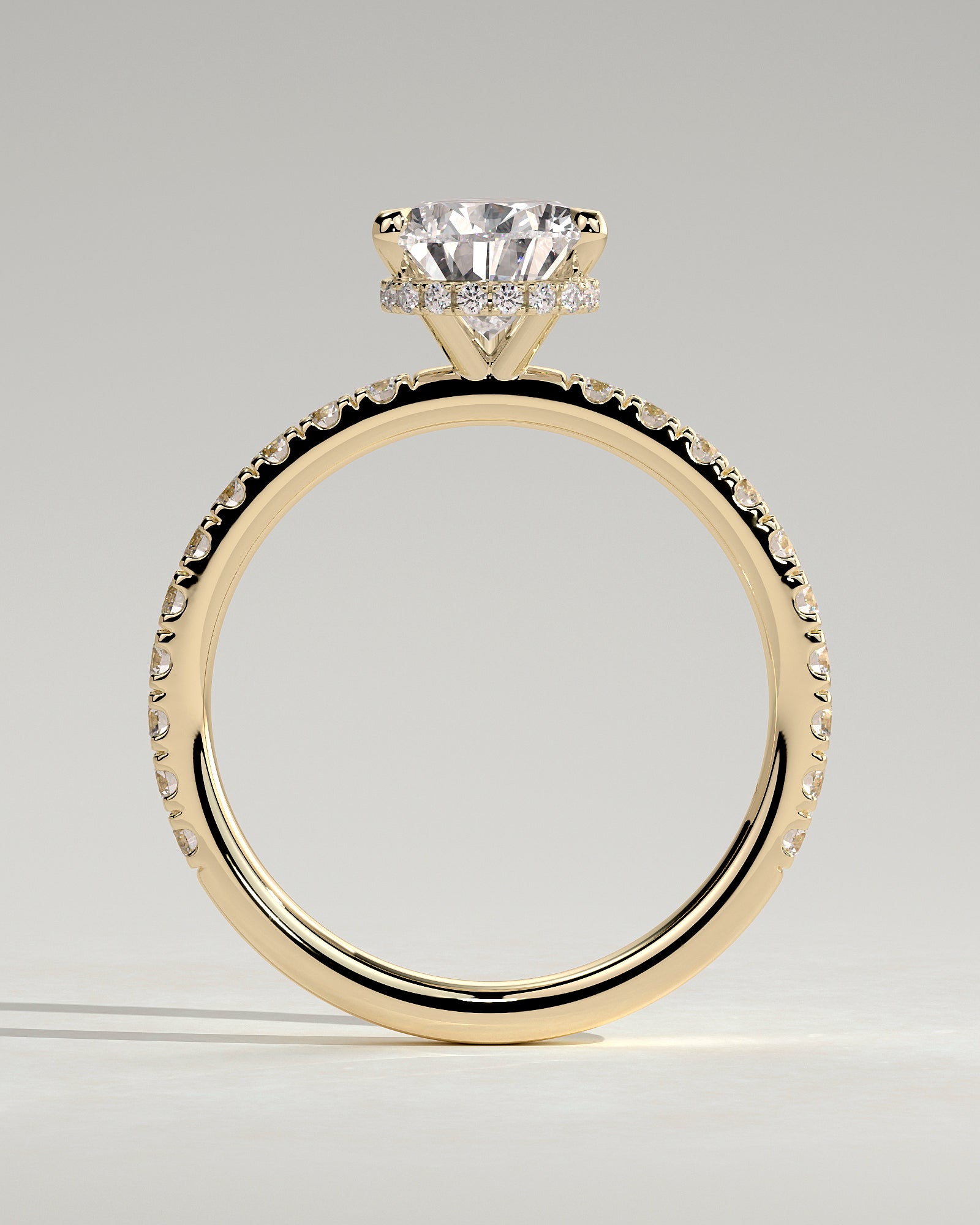 Pear Hidden Halo and Pave Lab Grown Diamond Engagement Ring