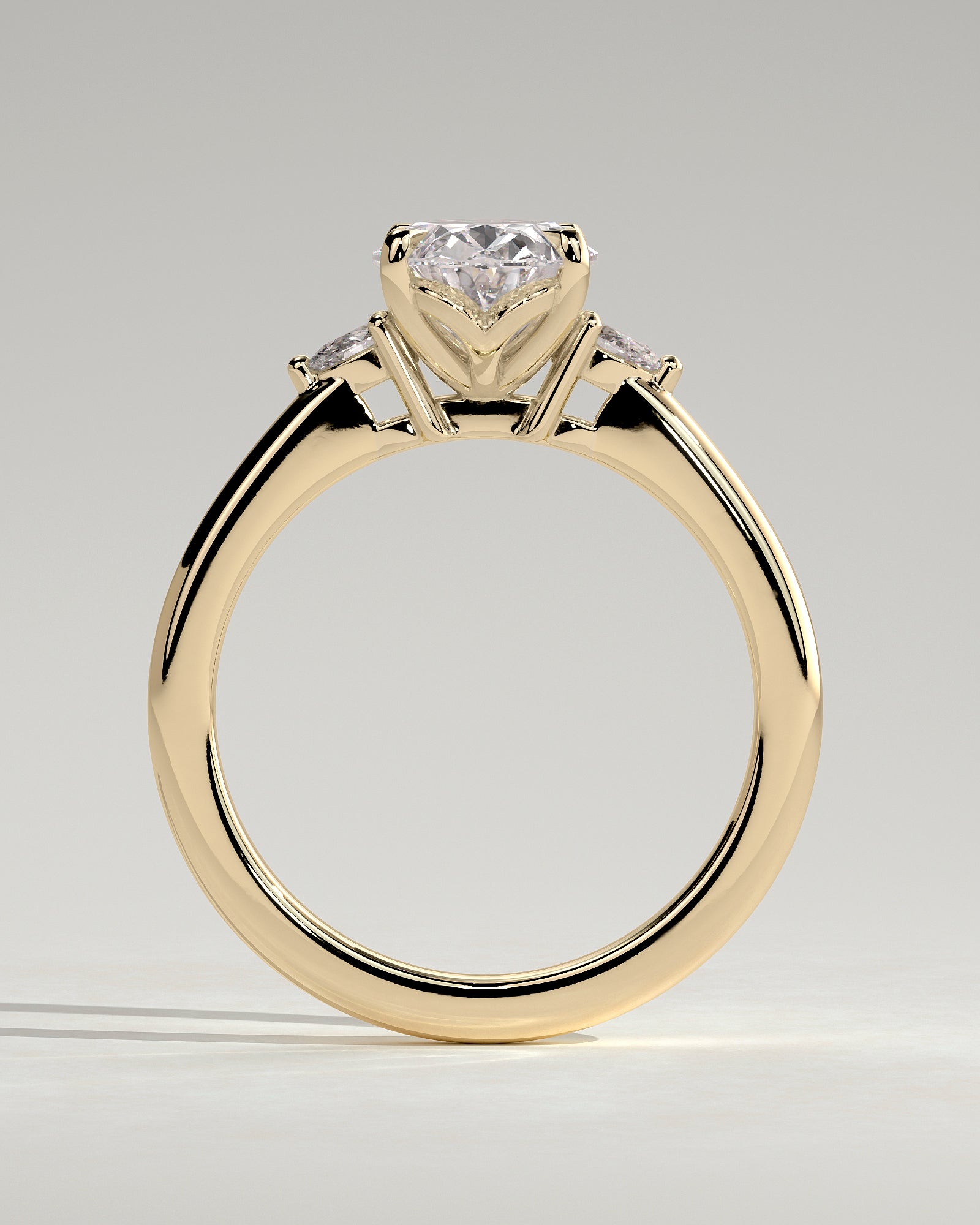 Oval Three Stones Lab Grown Diamond Engagement Ring