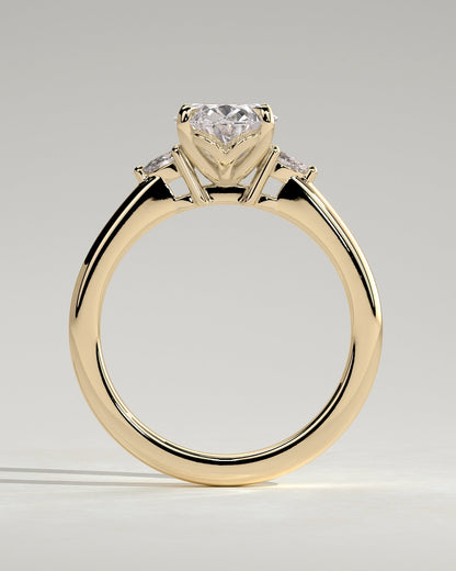 Oval Three Stones Lab Grown Diamond Engagement Ring