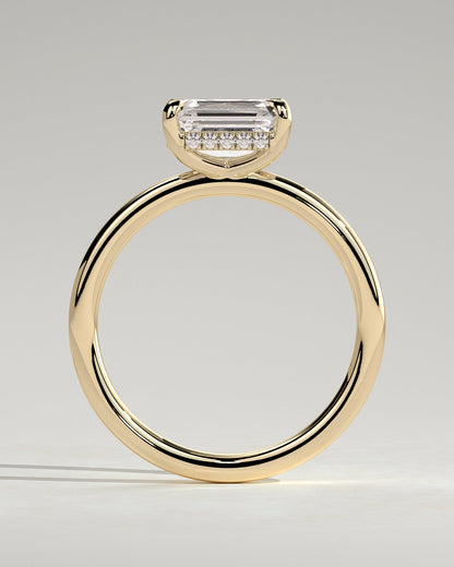 Emerald East West Hidden Halo Lab Grown Diamond Engagement Ring