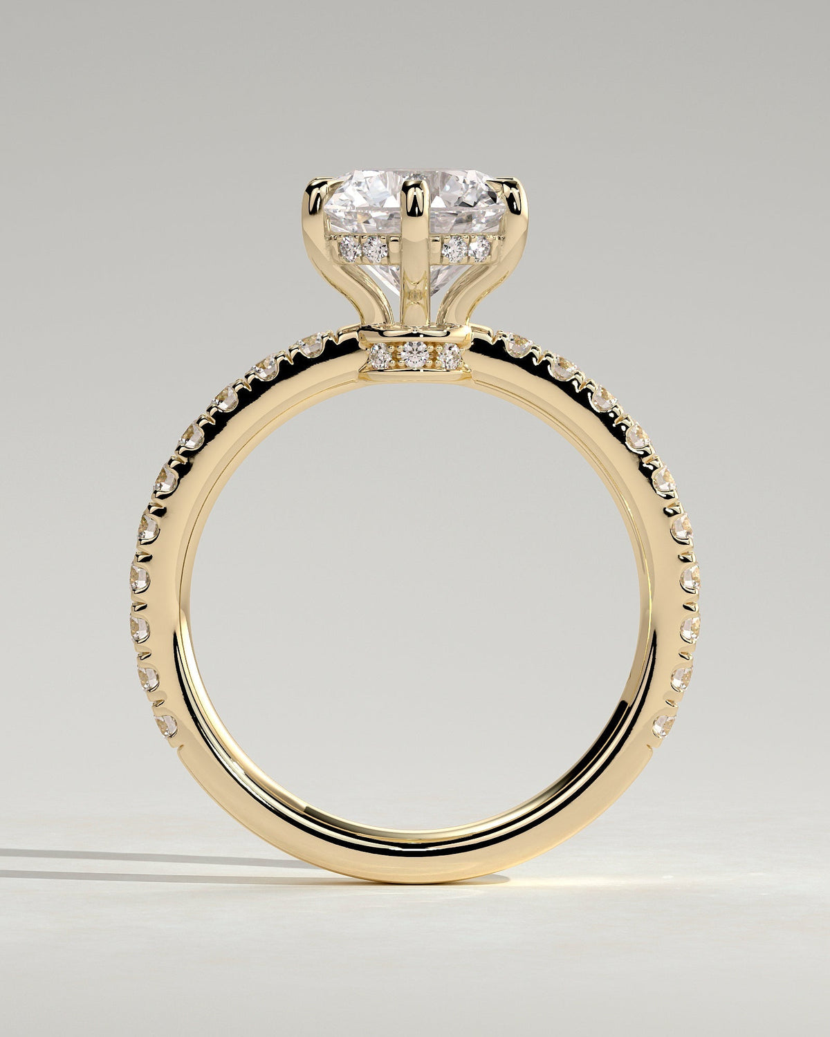 Round Hidden Halo and Pave Lab Grown Diamond Engagement Ring