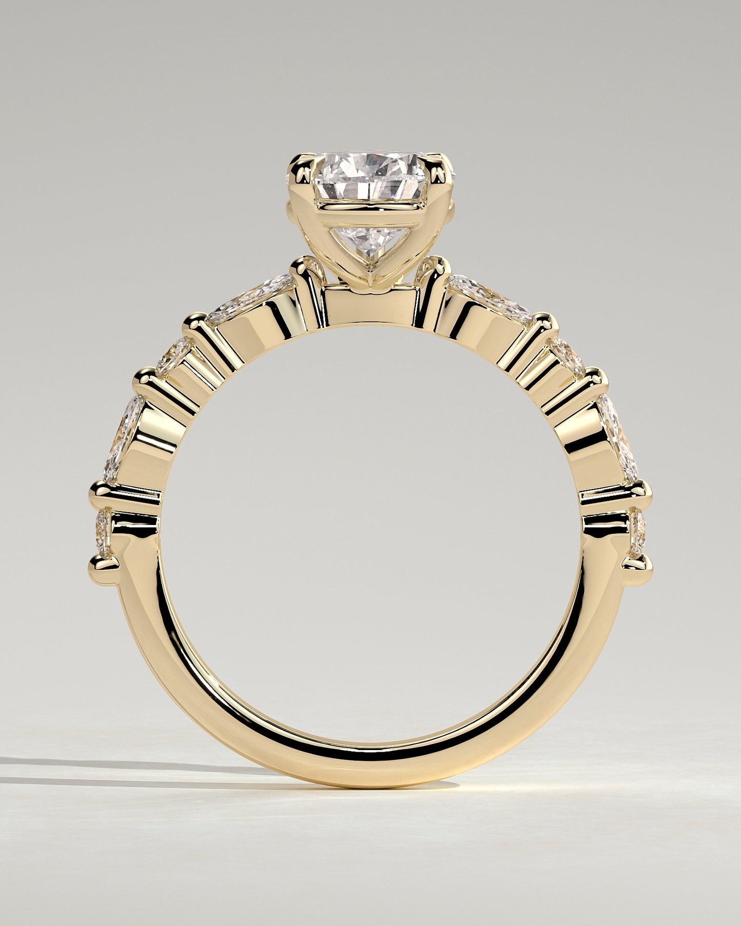 Pear Alternating Pave Lab Grown Diamond Engagement Ring