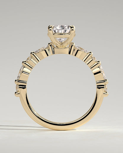 Pear Alternating Pave Lab Grown Diamond Engagement Ring