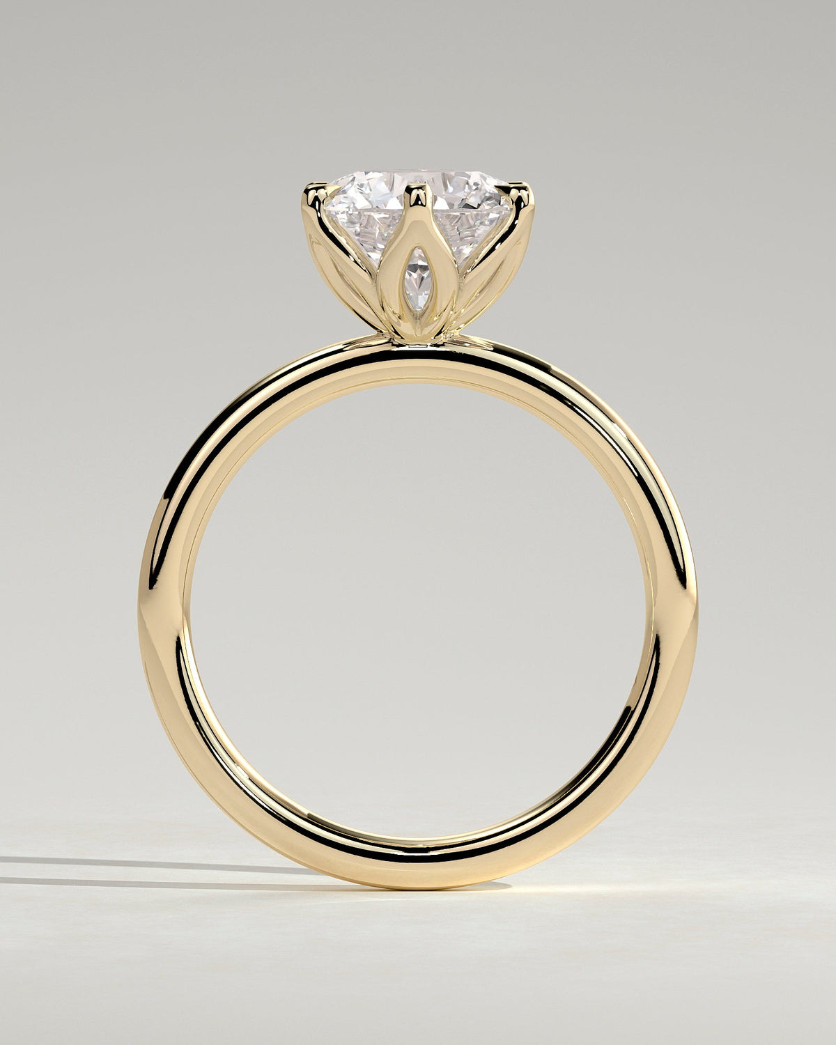 Round Claw Prong Solitaire With Petal Gallery Lab Grown Diamond Engagement Ring