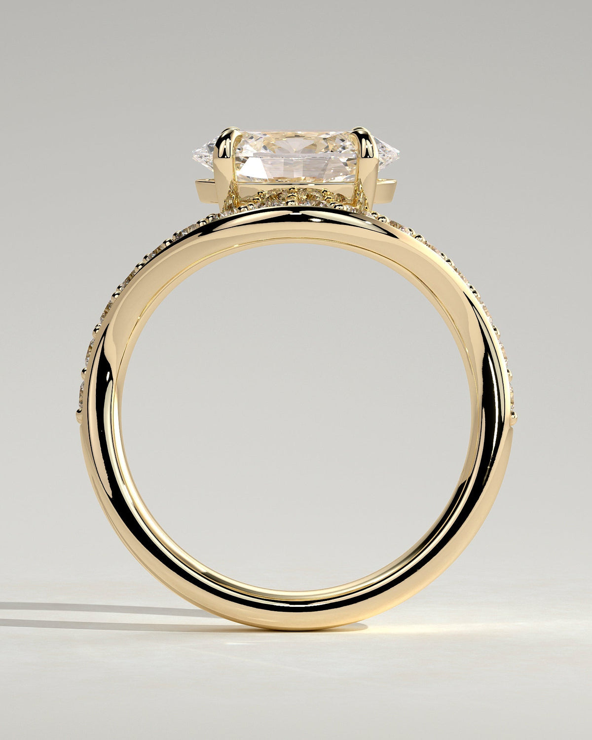 Oval Swirl Pave Lab Grown Diamond Engagement Ring