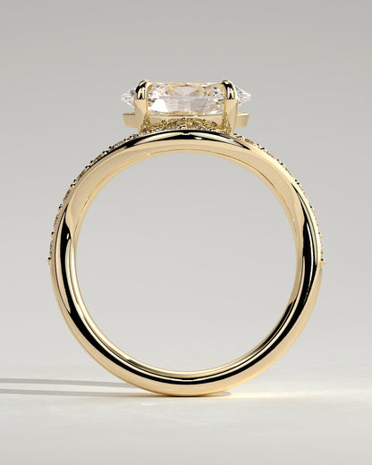 Oval Swirl Pave Lab Grown Diamond Engagement Ring
