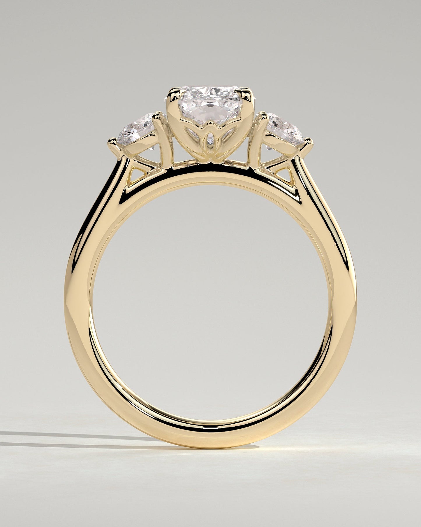 Elongated Cushion Three Stones Lab Grown Diamond Engagement Ring