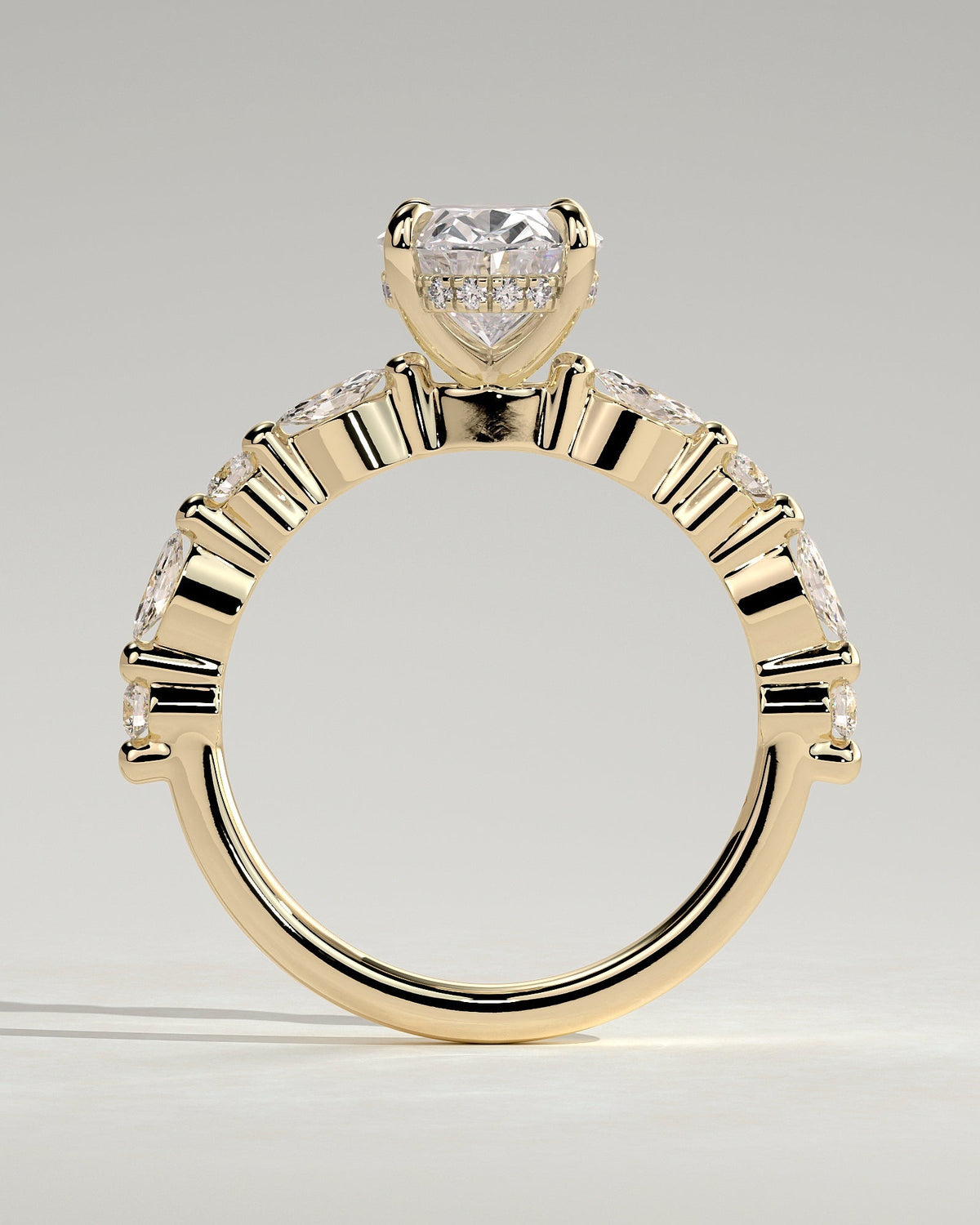 Oval Hidden Halo & Pave Lab Grown Diamond Engagement Ring