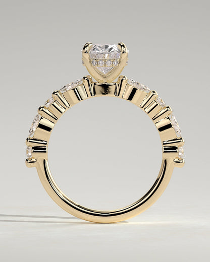Oval Hidden Halo & Pave Lab Grown Diamond Engagement Ring