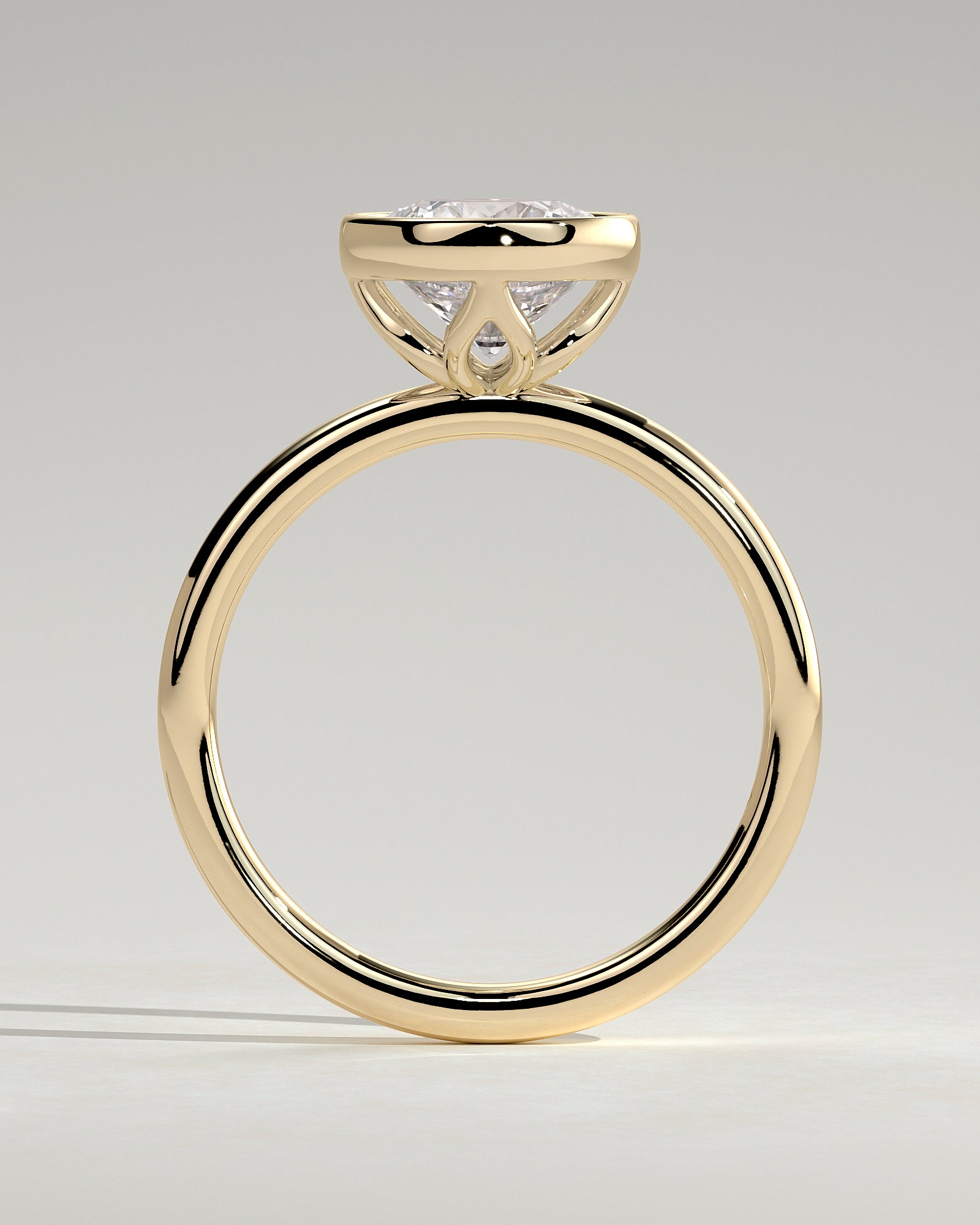 Round Bezel Solitaire Lab Grown Diamond Engagement Ring