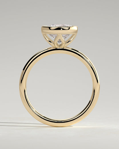 Round Bezel Solitaire Lab Grown Diamond Engagement Ring